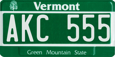 VT license plate AKC555