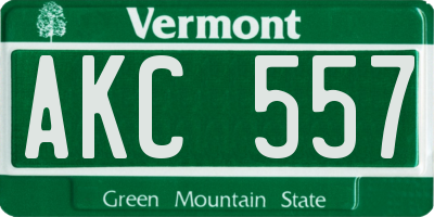 VT license plate AKC557