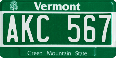 VT license plate AKC567