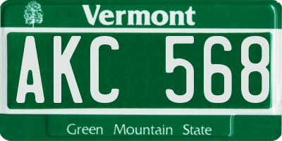VT license plate AKC568
