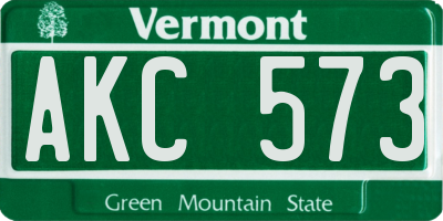 VT license plate AKC573