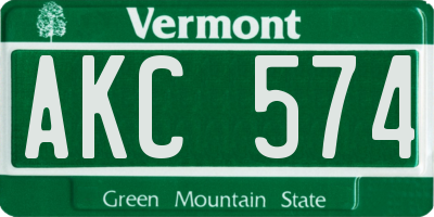 VT license plate AKC574