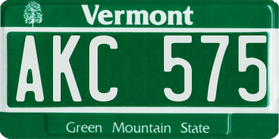 VT license plate AKC575