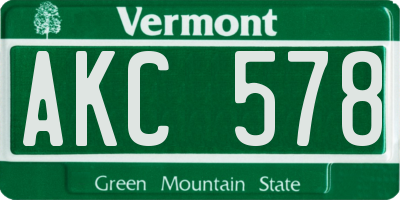 VT license plate AKC578