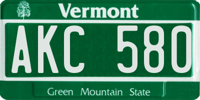 VT license plate AKC580