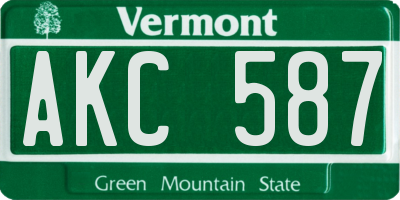 VT license plate AKC587