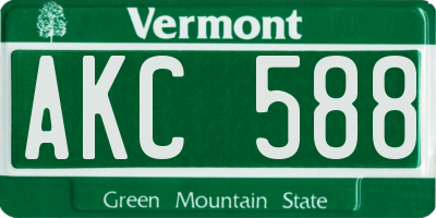 VT license plate AKC588