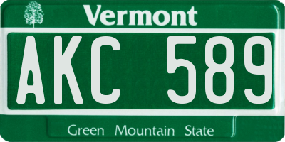 VT license plate AKC589
