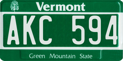 VT license plate AKC594