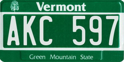VT license plate AKC597