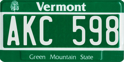VT license plate AKC598