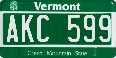 VT license plate AKC599