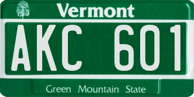 VT license plate AKC601