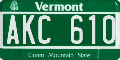 VT license plate AKC610