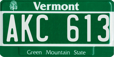 VT license plate AKC613