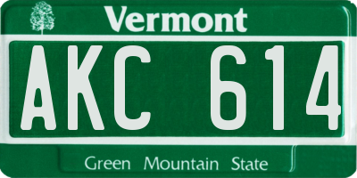 VT license plate AKC614