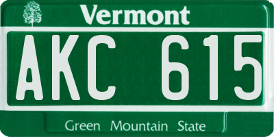 VT license plate AKC615