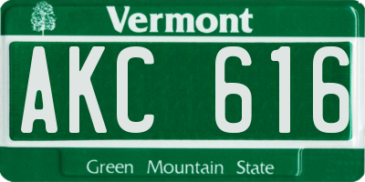 VT license plate AKC616