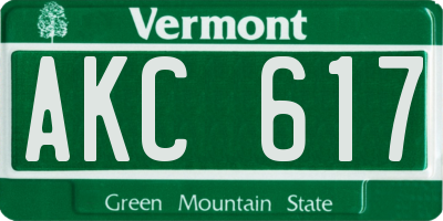 VT license plate AKC617