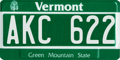 VT license plate AKC622