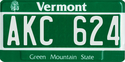 VT license plate AKC624