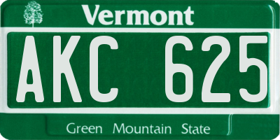 VT license plate AKC625