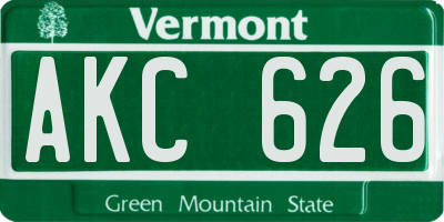 VT license plate AKC626