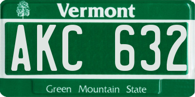 VT license plate AKC632