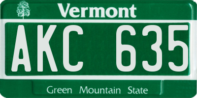 VT license plate AKC635