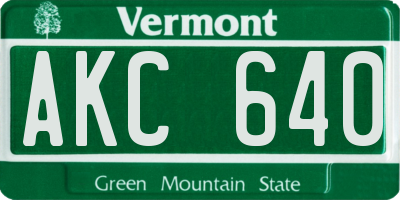 VT license plate AKC640