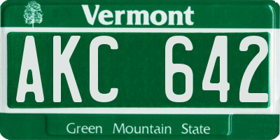 VT license plate AKC642