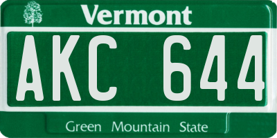 VT license plate AKC644