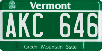 VT license plate AKC646