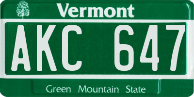VT license plate AKC647