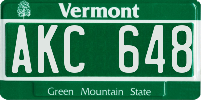 VT license plate AKC648