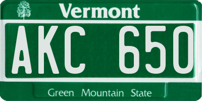 VT license plate AKC650