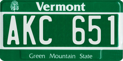 VT license plate AKC651