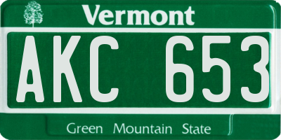 VT license plate AKC653
