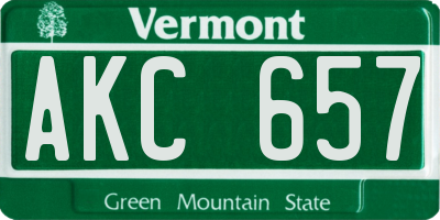 VT license plate AKC657