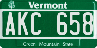 VT license plate AKC658
