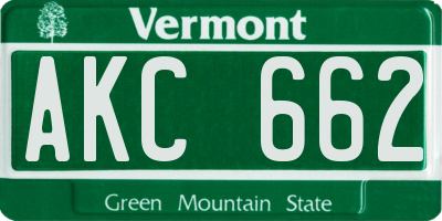 VT license plate AKC662