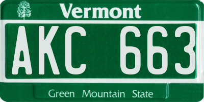 VT license plate AKC663