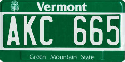 VT license plate AKC665