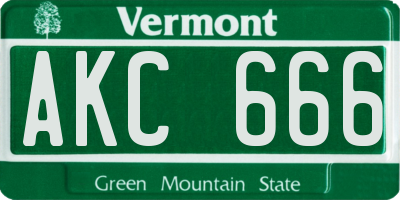 VT license plate AKC666