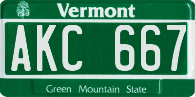 VT license plate AKC667