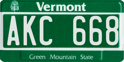 VT license plate AKC668