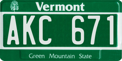 VT license plate AKC671