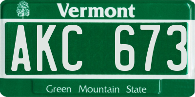VT license plate AKC673