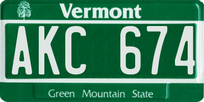 VT license plate AKC674