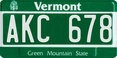 VT license plate AKC678